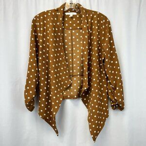 Active USA Womens Jacket Blazer Brown Polka Dot Long Sleeve Open Front M